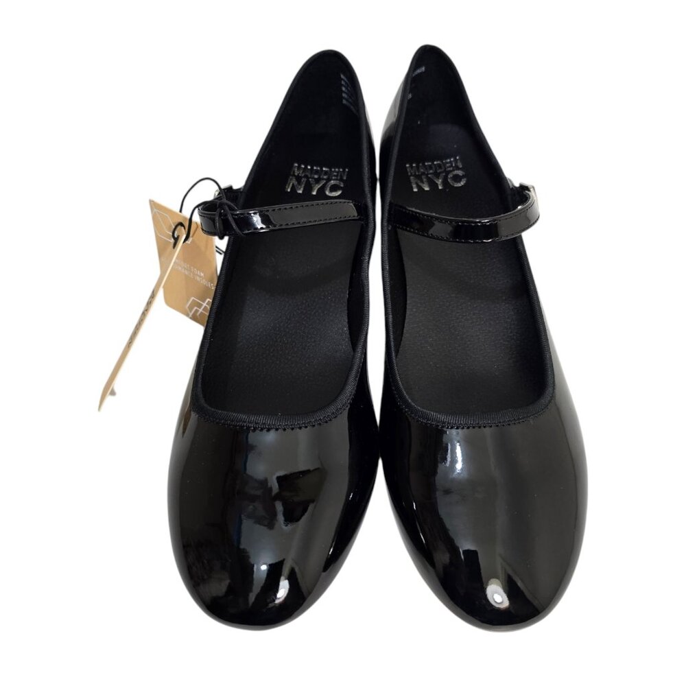 Madden NYC Patent Mary Jane Platform Low Heel Womens Sz 8 Adjustable Strap Black - Picture 6 of 12
